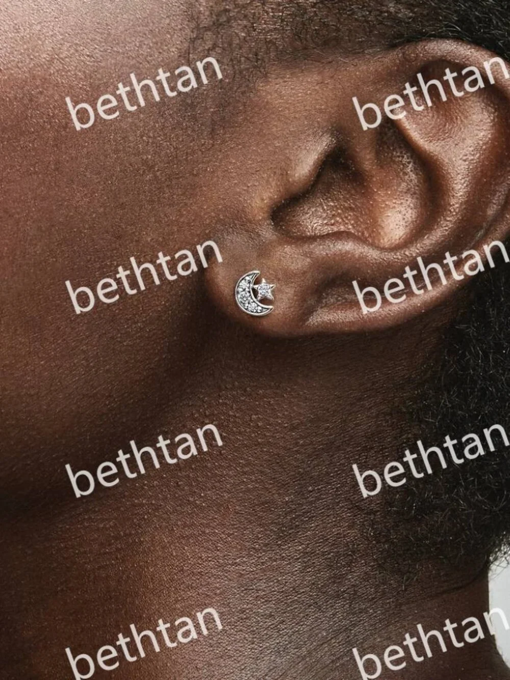 Sparkling Moon & Star Stud Earrings